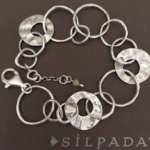 Silpada Paper Circles Bracelet thin hammered interlocking sterling sil circles